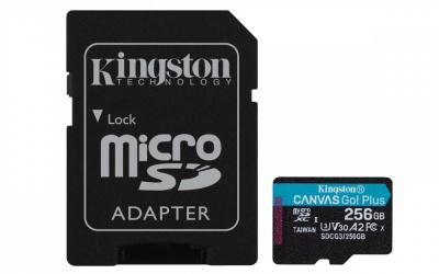 Memoria Flash Kingston Canvas Go! Plus, 256GB MicroSDXC UHS-I Clase 10, con Adaptador  