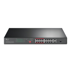 Switch TP-Link Fast Ethernet TL-SL1218P, 16 Puertos PoE+ 10/100Mbps + 1 Puertos SFP, 7.2 Gbit/s, 8000 Entradas - No Administrable 