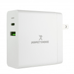 Perfect Choice Cargador de Pared, 65W, 1x USB y Tipo C, Blanco